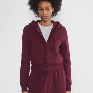 Aritzia Sumac Burgundy Zip-Up Hoodie